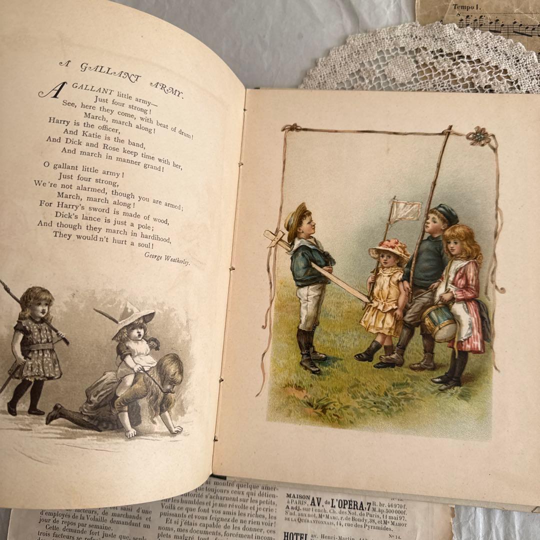 1894年アンティーク美しい絵本ヴィクトリアン洋書ジャンクジャーナル古書　児童書