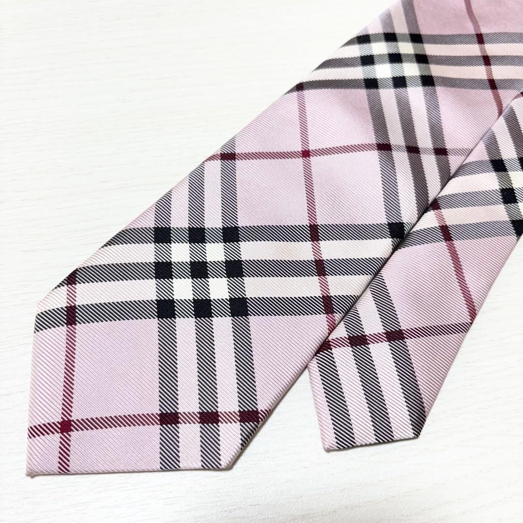 BURBERRY バーバリー アラ商事 美品 ノバチェック柄 ネクタイ ピンク