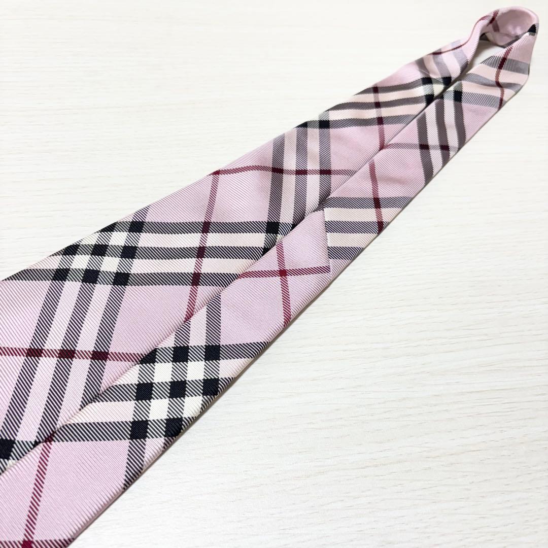 BURBERRY バーバリー アラ商事 美品 ノバチェック柄 ネクタイ ピンク
