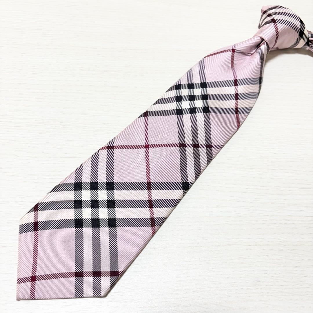 BURBERRY バーバリー アラ商事 美品 ノバチェック柄 ネクタイ ピンク