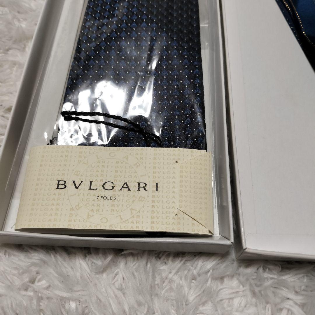BVLGARI 　新品ネクタイ 7-POLOS ネイビー