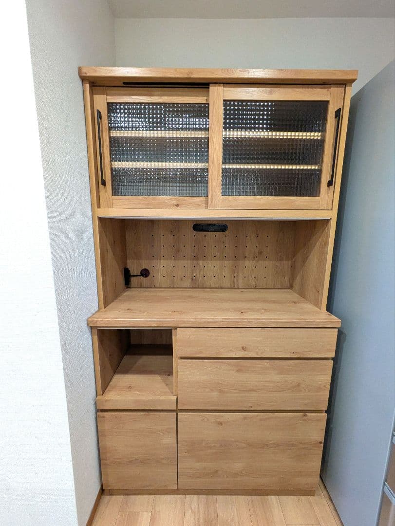 新品送料込み　食器棚　大川家具　木製 　日本製　レンジボード　キッチンカウンター