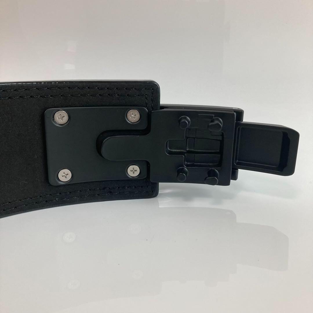 訳有 パワーベルト レバーアクション 本革 ALL BLACK ワンタッチ可変式