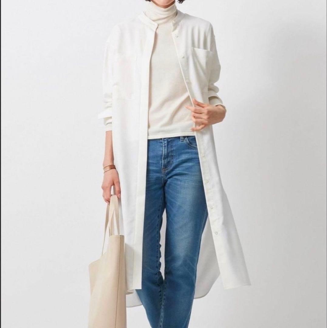 美品◎23区　CANCLINIメリノウールコットン　シャツワンピース　44