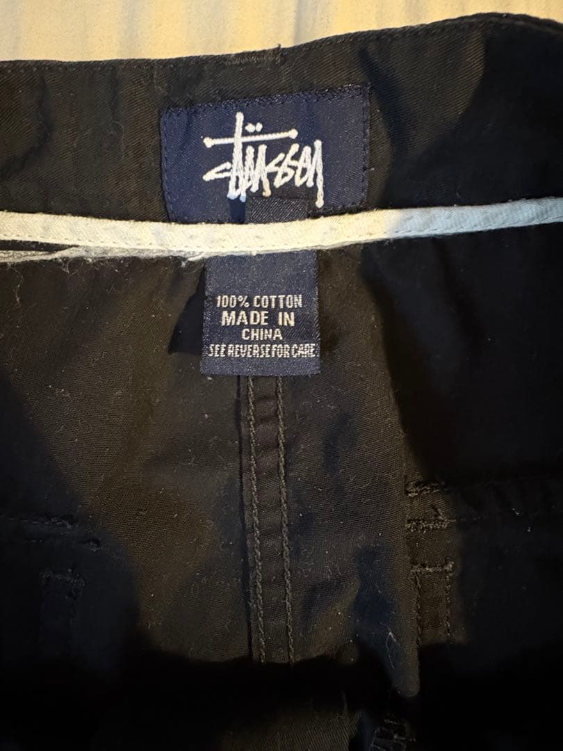 Stussy ブラック ダブルニーワークパンツ