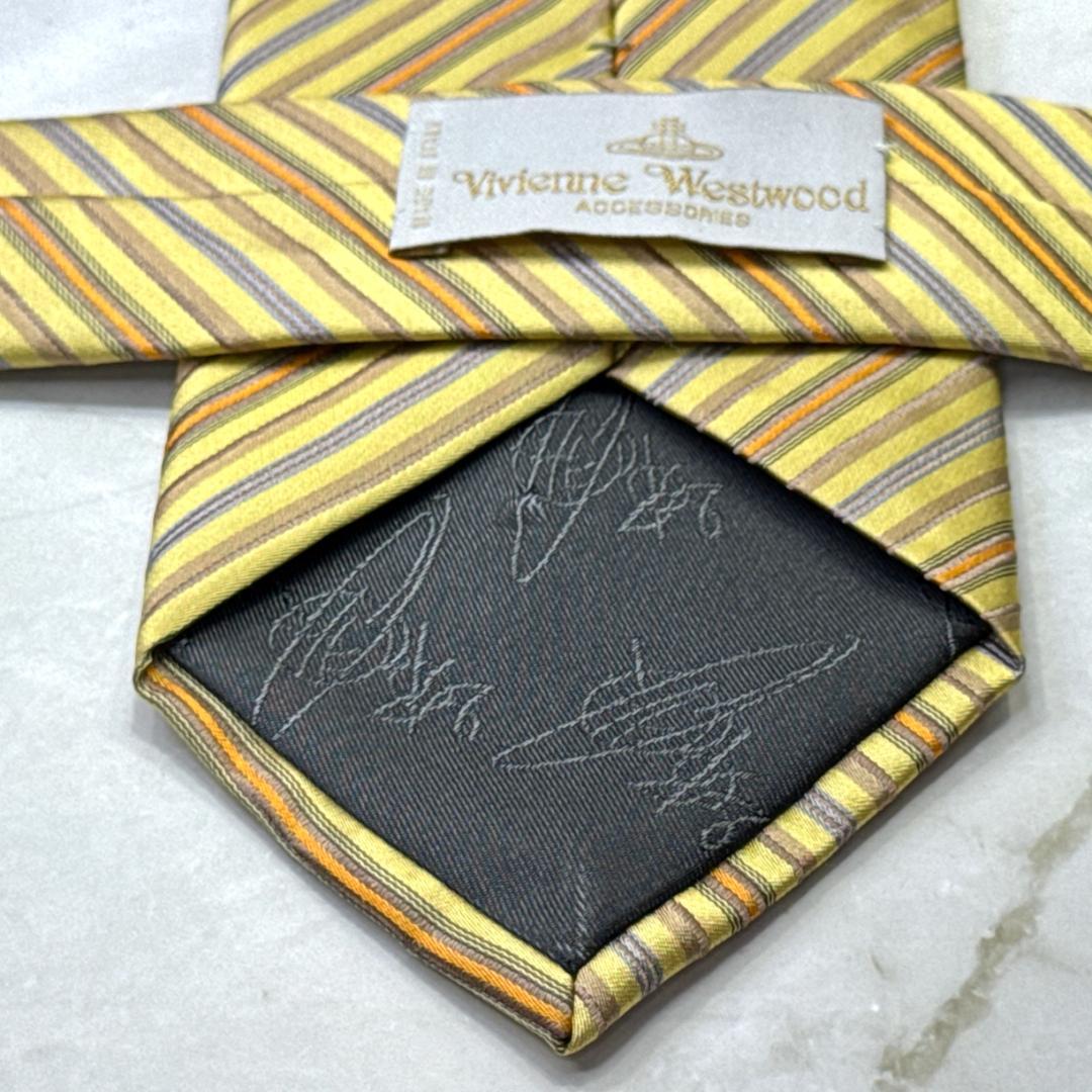 ☆即発 Vivienne Westwood ネクタイ オーブ刺繍 ストライプ