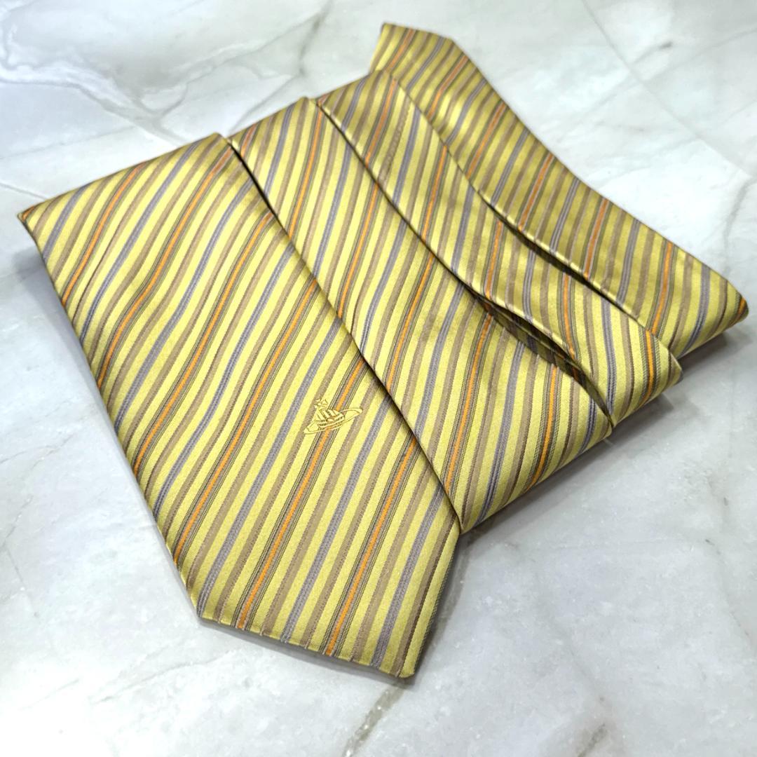 ☆即発 Vivienne Westwood ネクタイ オーブ刺繍 ストライプ