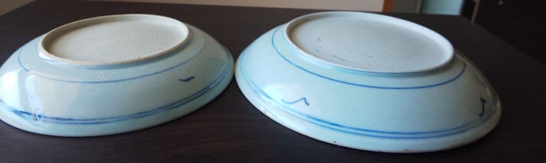 中国陶器 青い花模様の皿2枚 セット