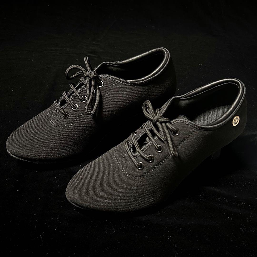 社交ダンス★レディース 兼用シューズ★ブラック布製★サイズ22cm相当★新品