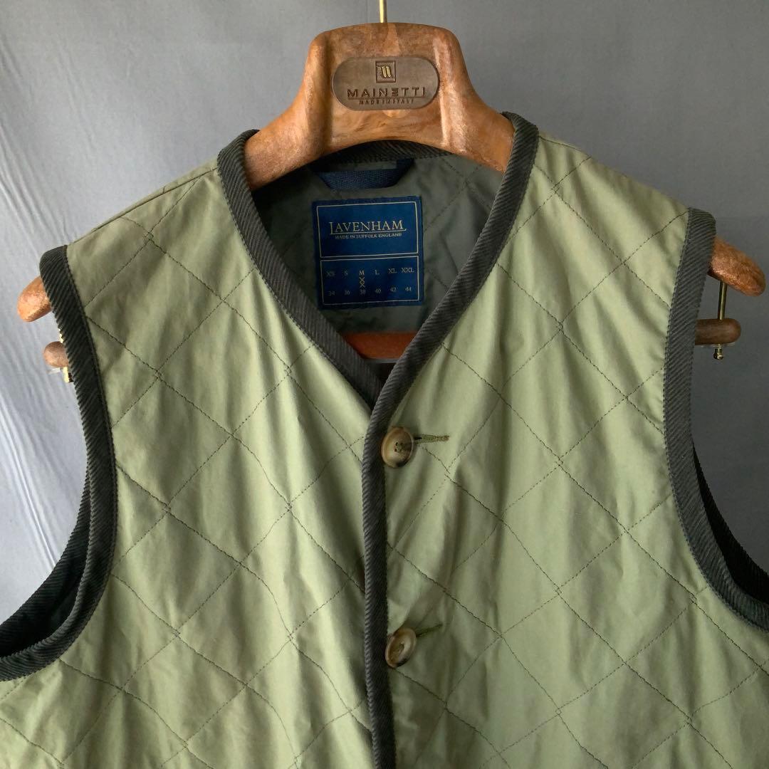 LAVENHAM ラベンハム キルティングベスト 38 オリーブ 英国製 美品