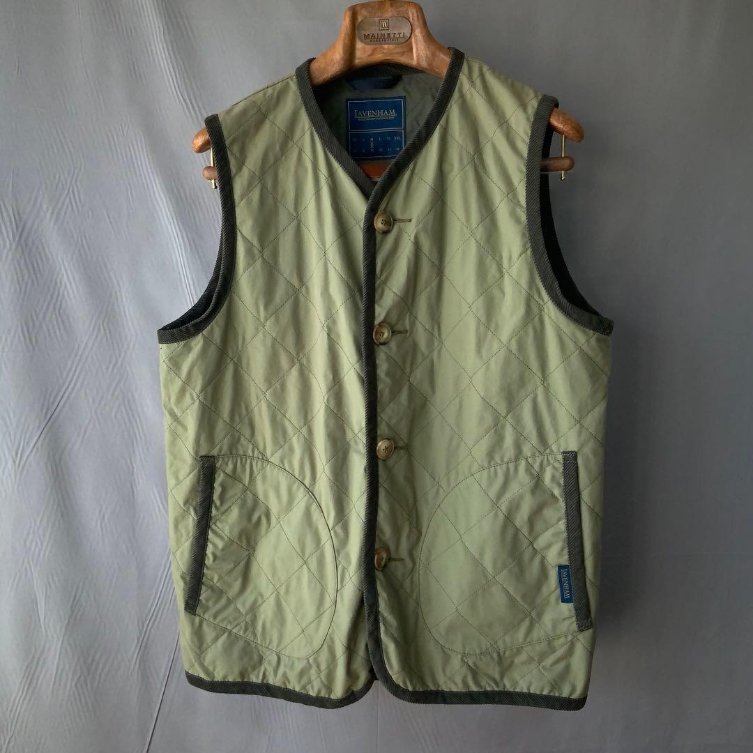 LAVENHAM ラベンハム キルティングベスト 38 オリーブ 英国製 美品