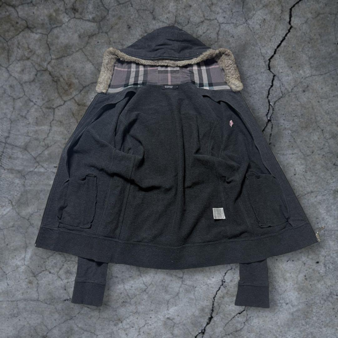 BURBERRY バーバリー ジップアップパーカー ファー ピンクロゴ y2k