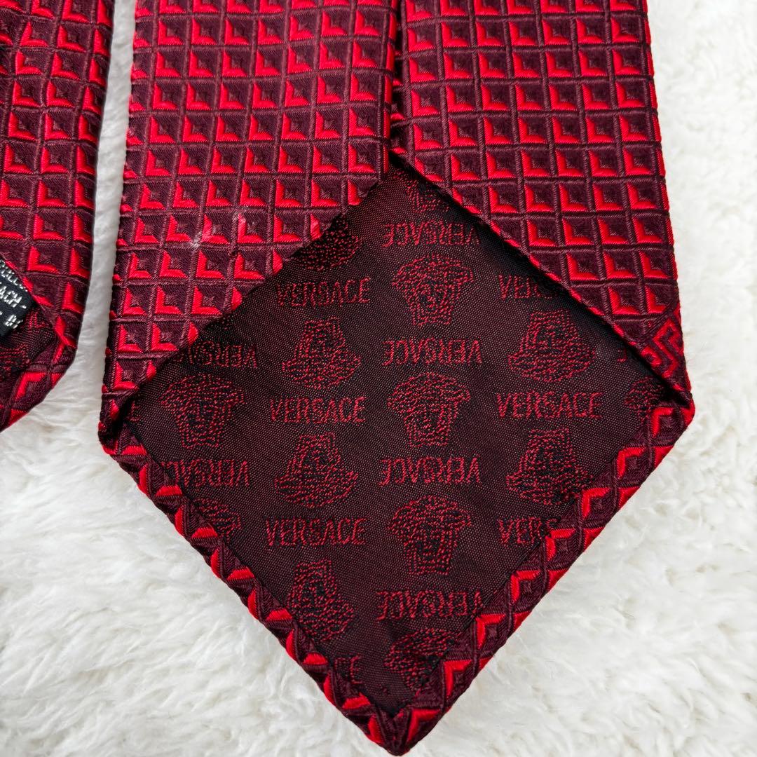 希少✨GIANNI VERSACE ネクタイ　ワインレッド　グレカ模様　高級