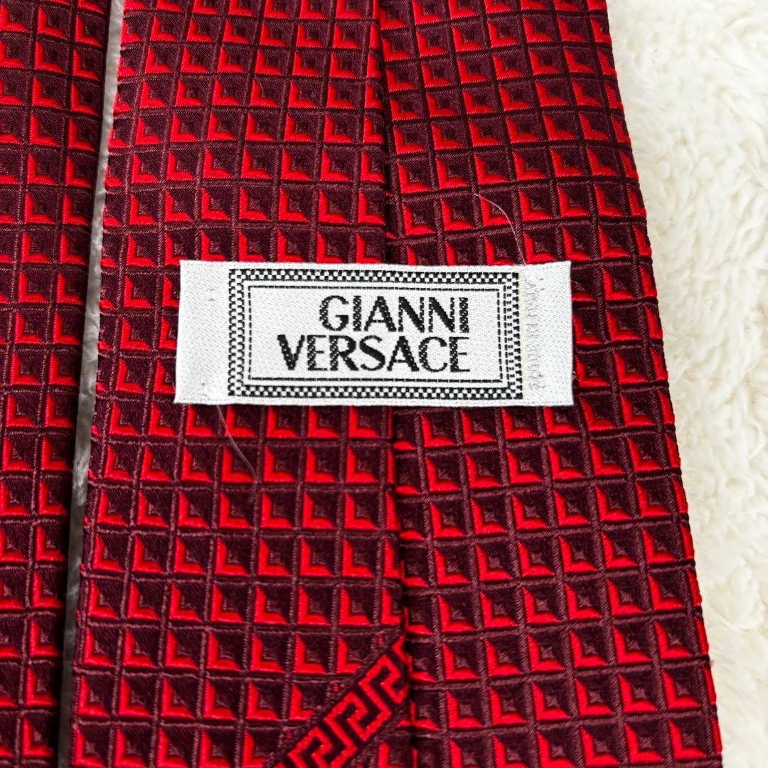 希少✨GIANNI VERSACE ネクタイ　ワインレッド　グレカ模様　高級