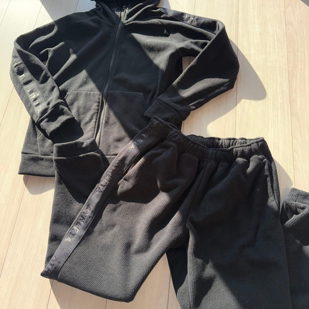 ATHLETA アスレタ ブラック スウェット ジャージ セットアップ 上下 S