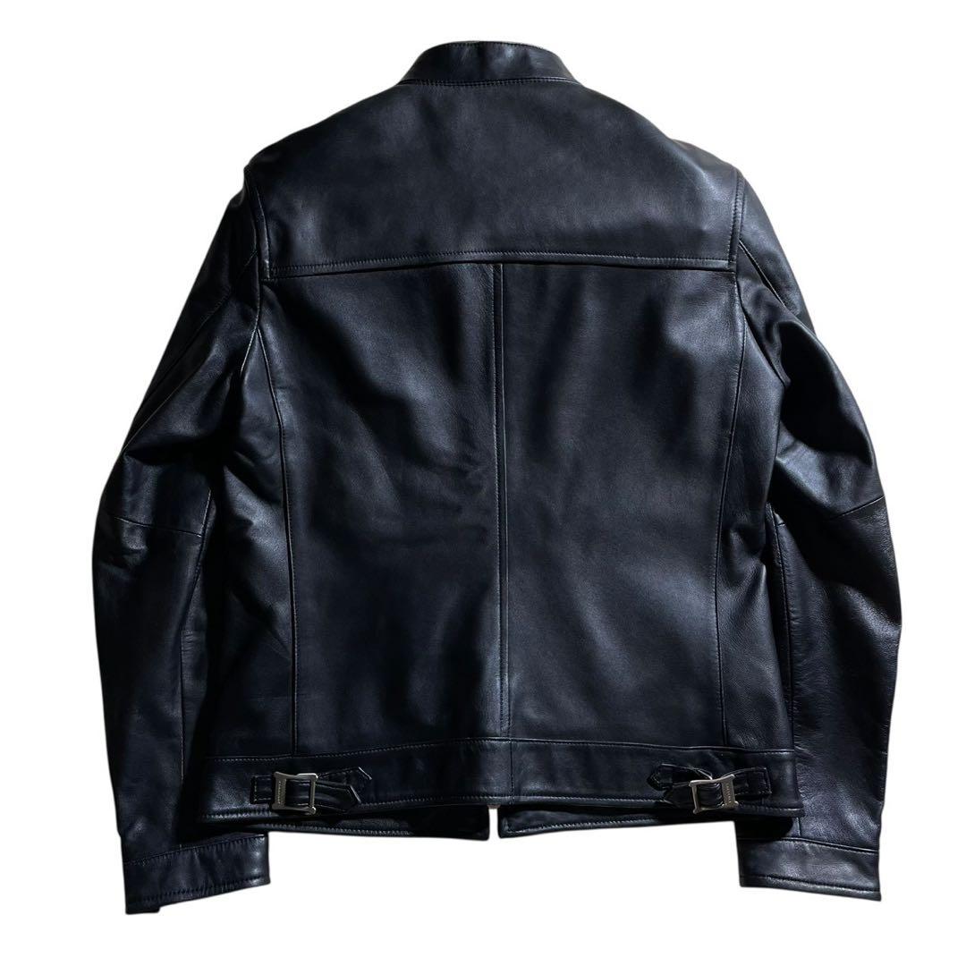 ①専用品バーバリーブラックレーベル ライダースジャケット ブルゾン 羊革 黒