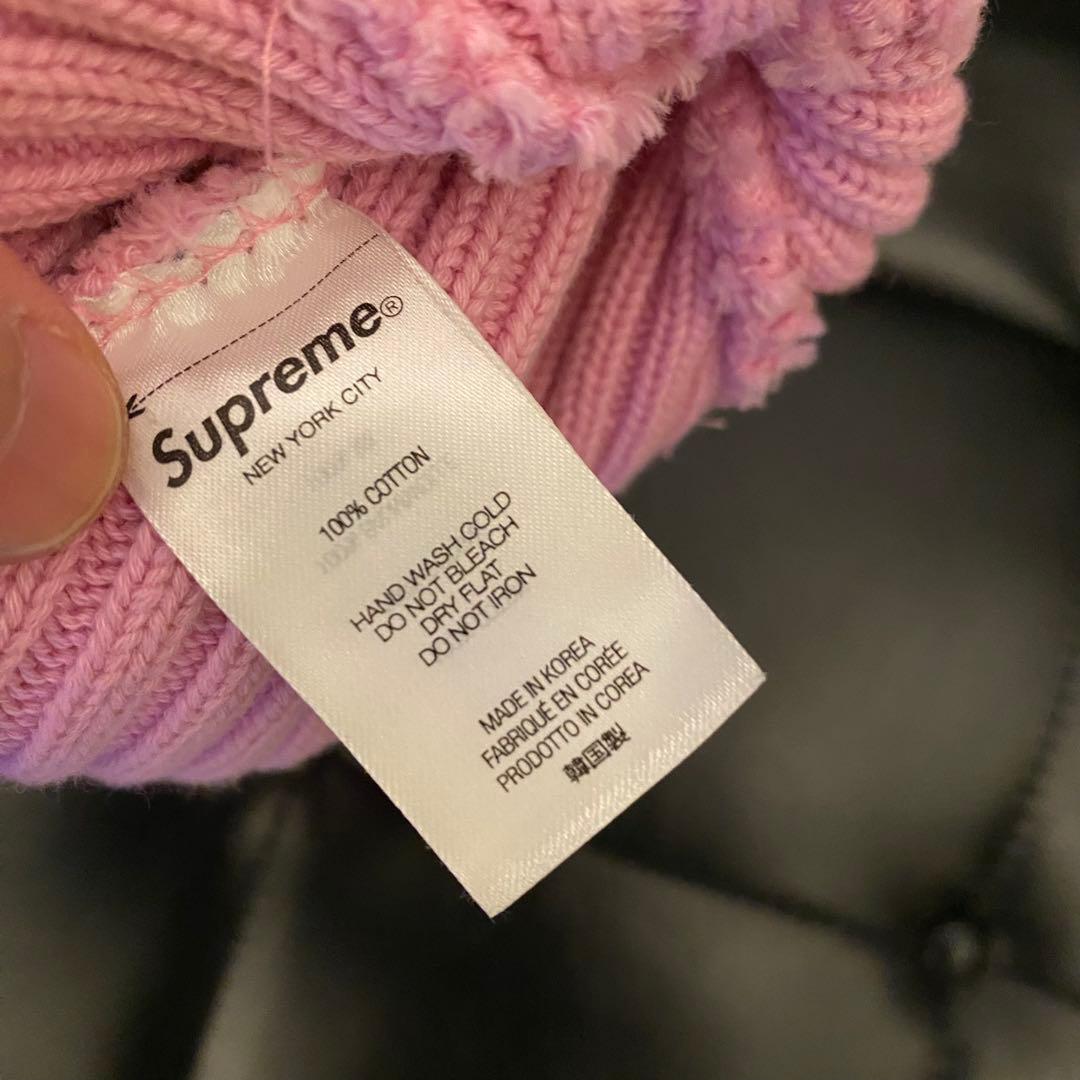 supreme ビーニー　ニット帽　ピンク
