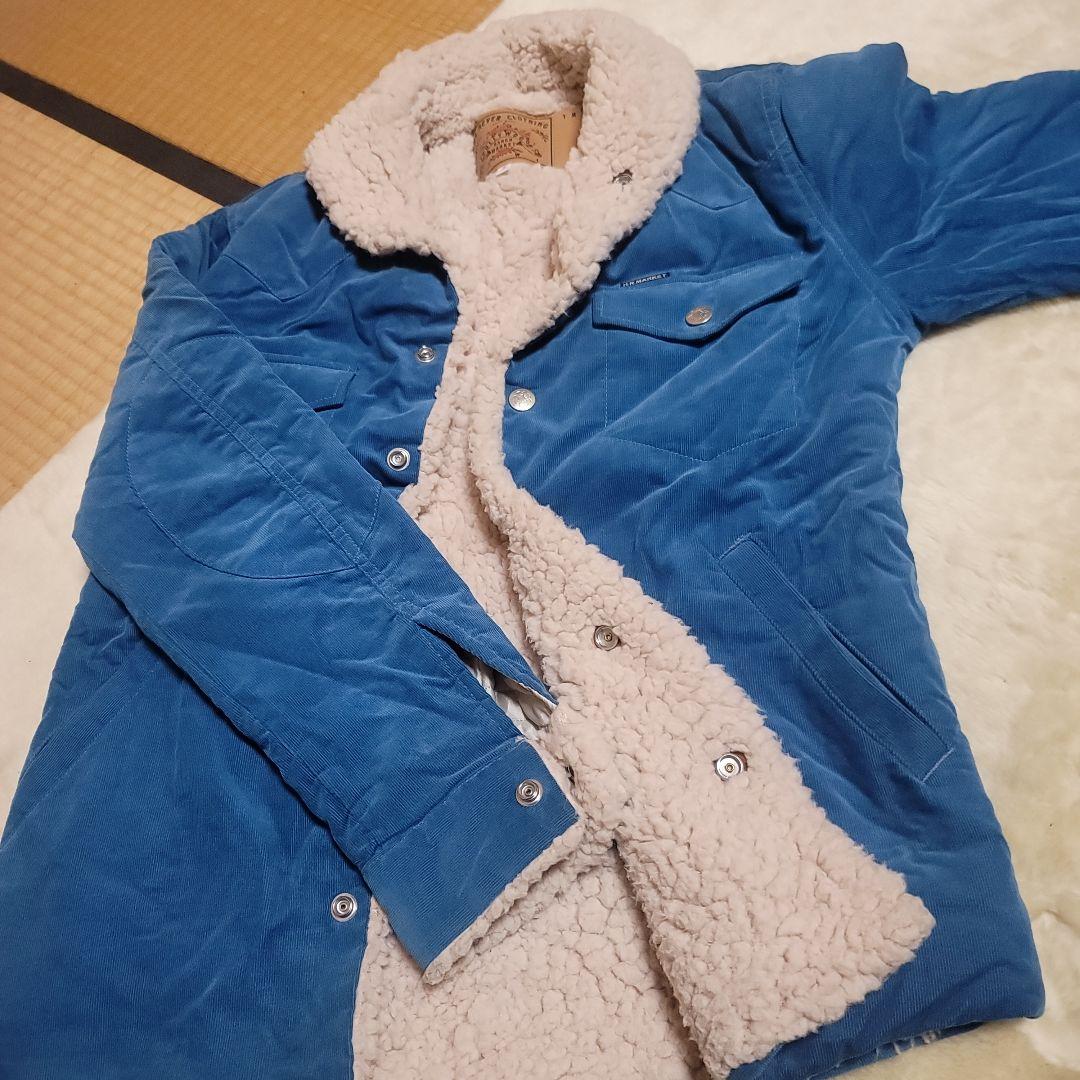 HRM コーデュロイ ボア付き 青ジャケット