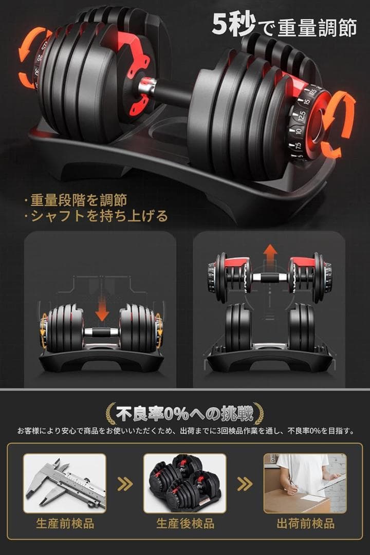 【AnYoker】可変式ダンベル 40kg 1個 2025年購入 ②/②