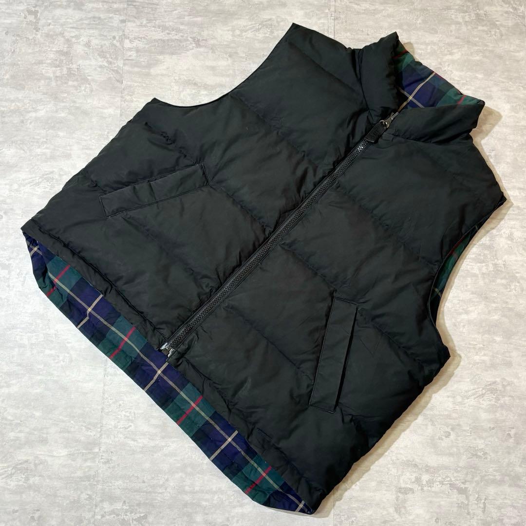 90s Eddie Bauer リバーシブル ダウン ベスト チェック ブラック