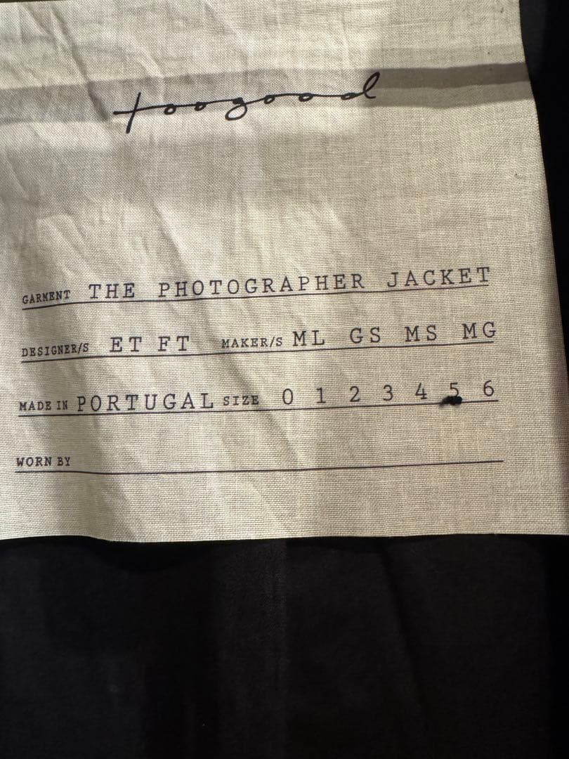 ジャケット・アウター toogood THE PHOTOGRAPHER JACKET