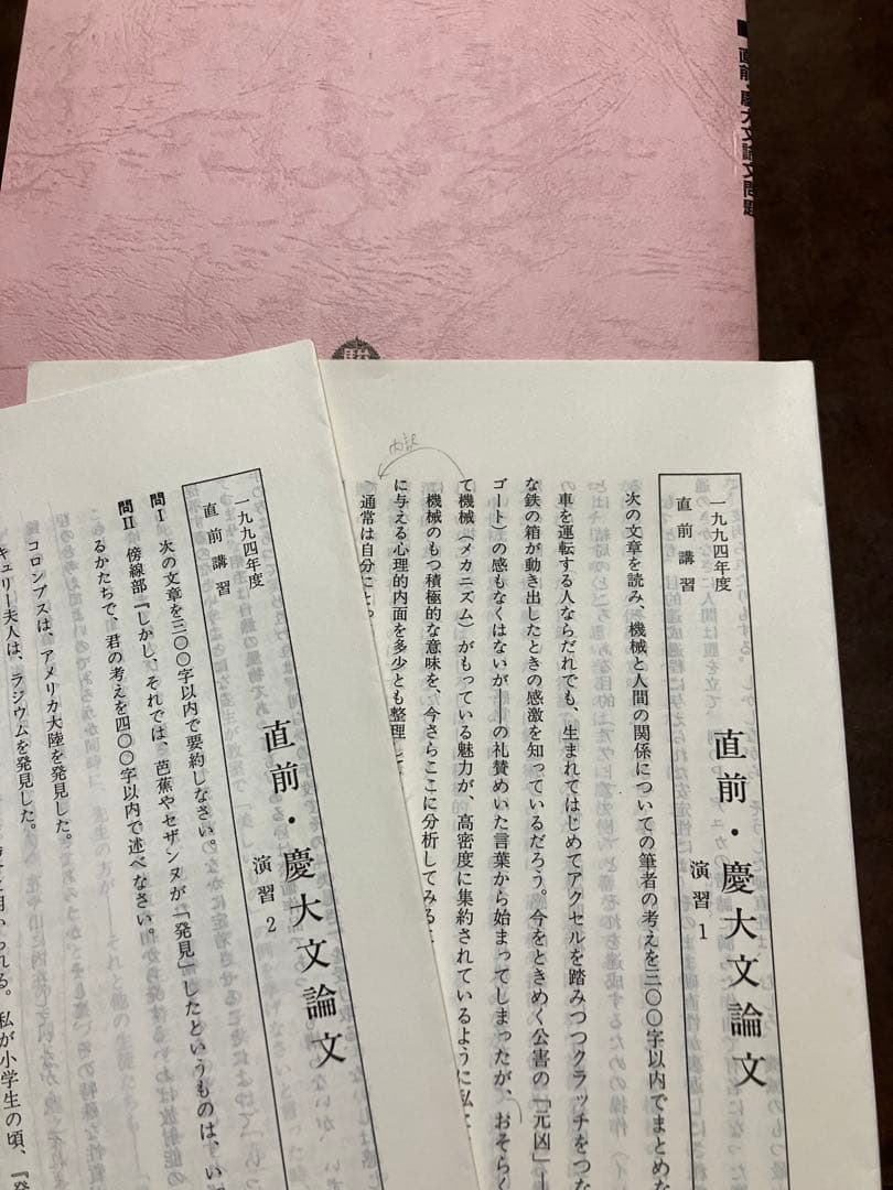 駿台予備校 テキスト 直前 慶大文論文問題　小阪修平師担当　授業プリント完備