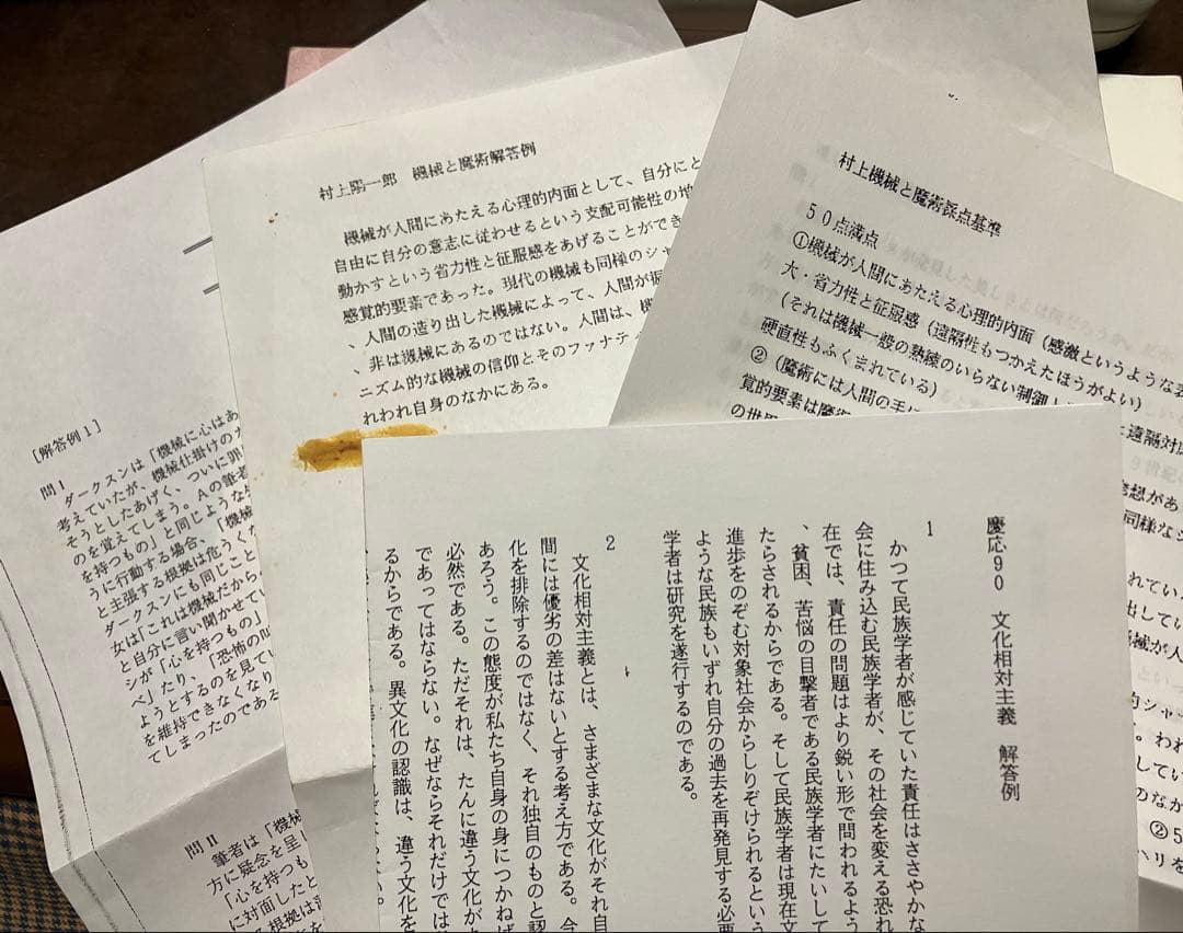 駿台予備校 テキスト 直前 慶大文論文問題　小阪修平師担当　授業プリント完備