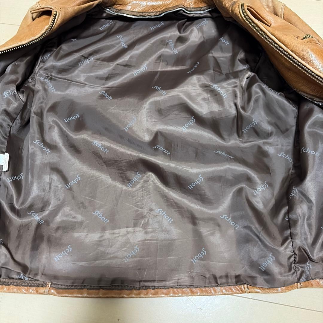 ね*こ様 ショット　ブラウンレザーシングルライダースジャケット