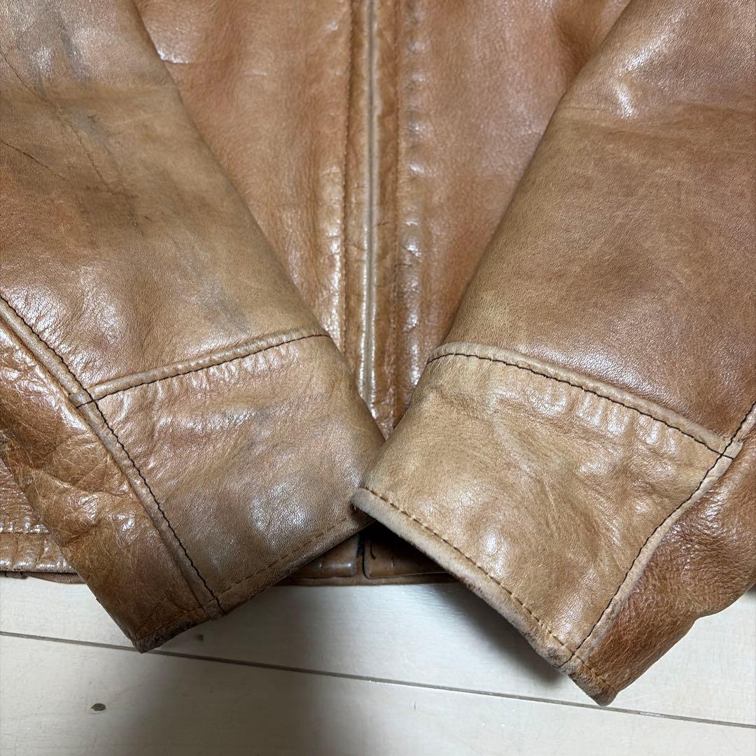 ね*こ様 ショット　ブラウンレザーシングルライダースジャケット