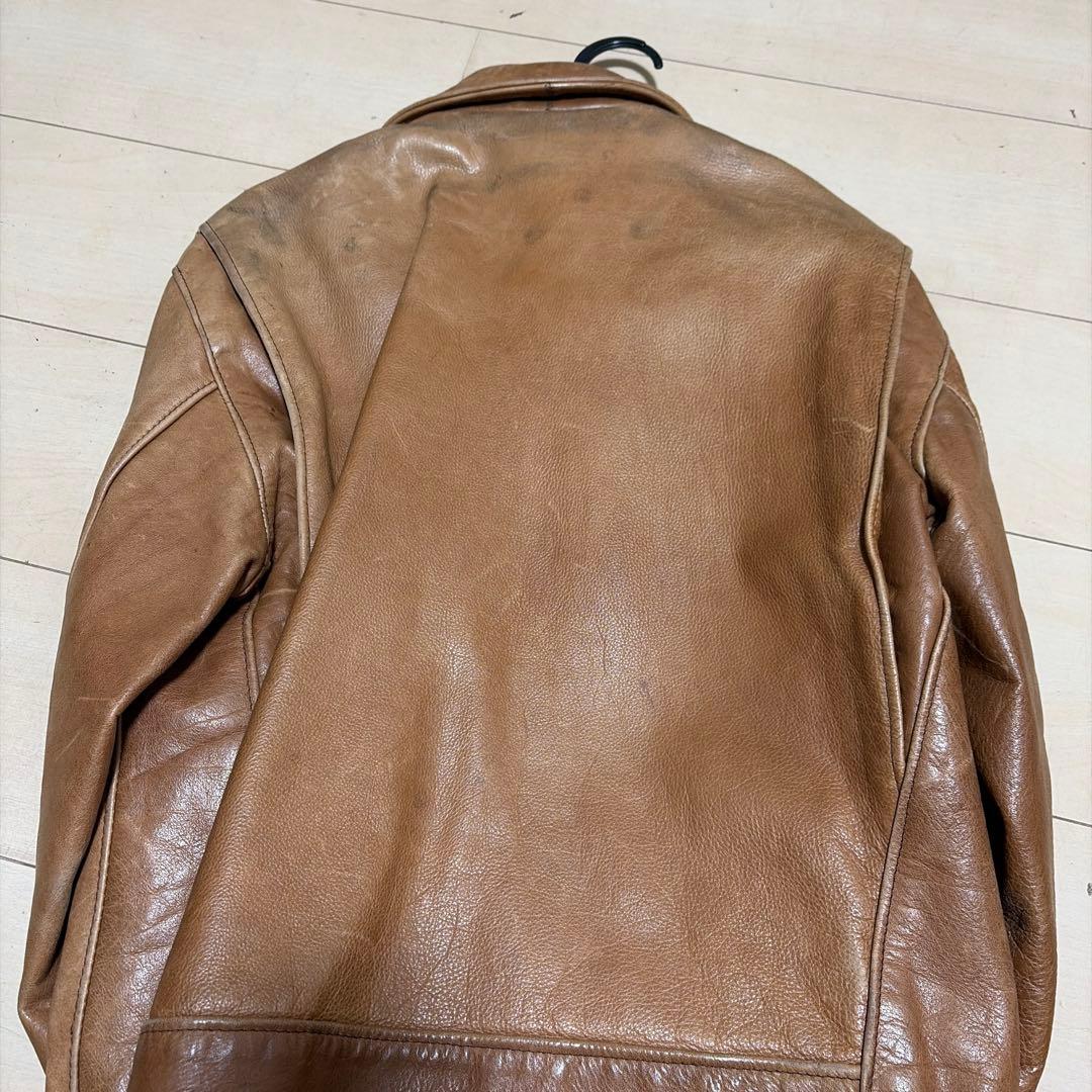 ね*こ様 ショット　ブラウンレザーシングルライダースジャケット