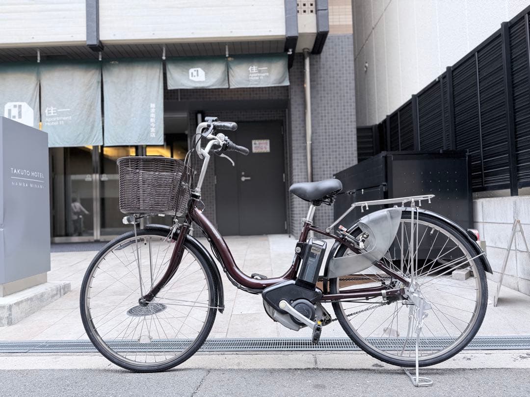 大阪府　ヤマハ　電動アシスト自転車 ブラウン 前バスケット付き　26インチ