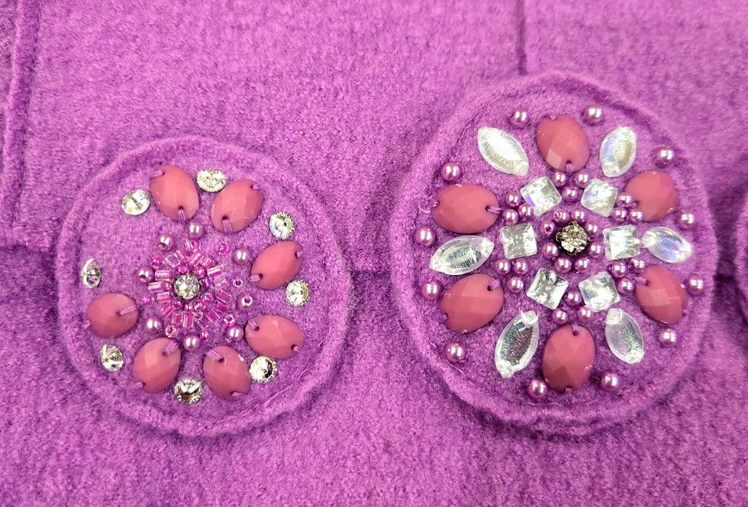 羽賀希代美 スーパービューティー◆フリル ラッフル襟 ニットジャケット