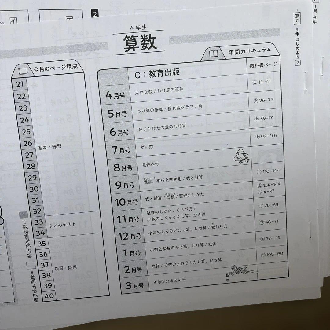 がんばる舎　エース4年生　解答付き　4〜3月号　教育出版　光村図書出版