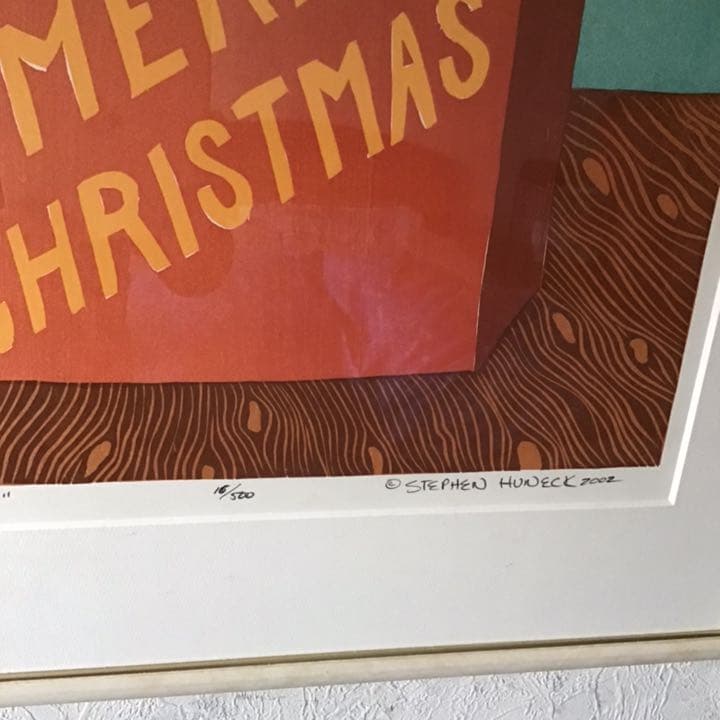 版画  大サイズ　スティーブンヒュー ネック　クリスマス　黒ラブラドール