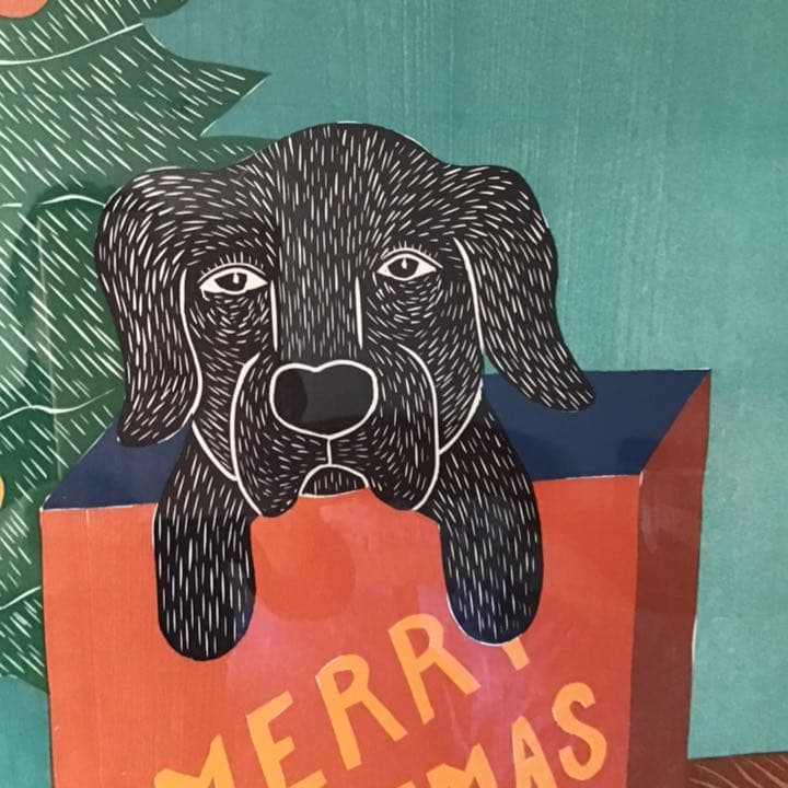 版画  大サイズ　スティーブンヒュー ネック　クリスマス　黒ラブラドール