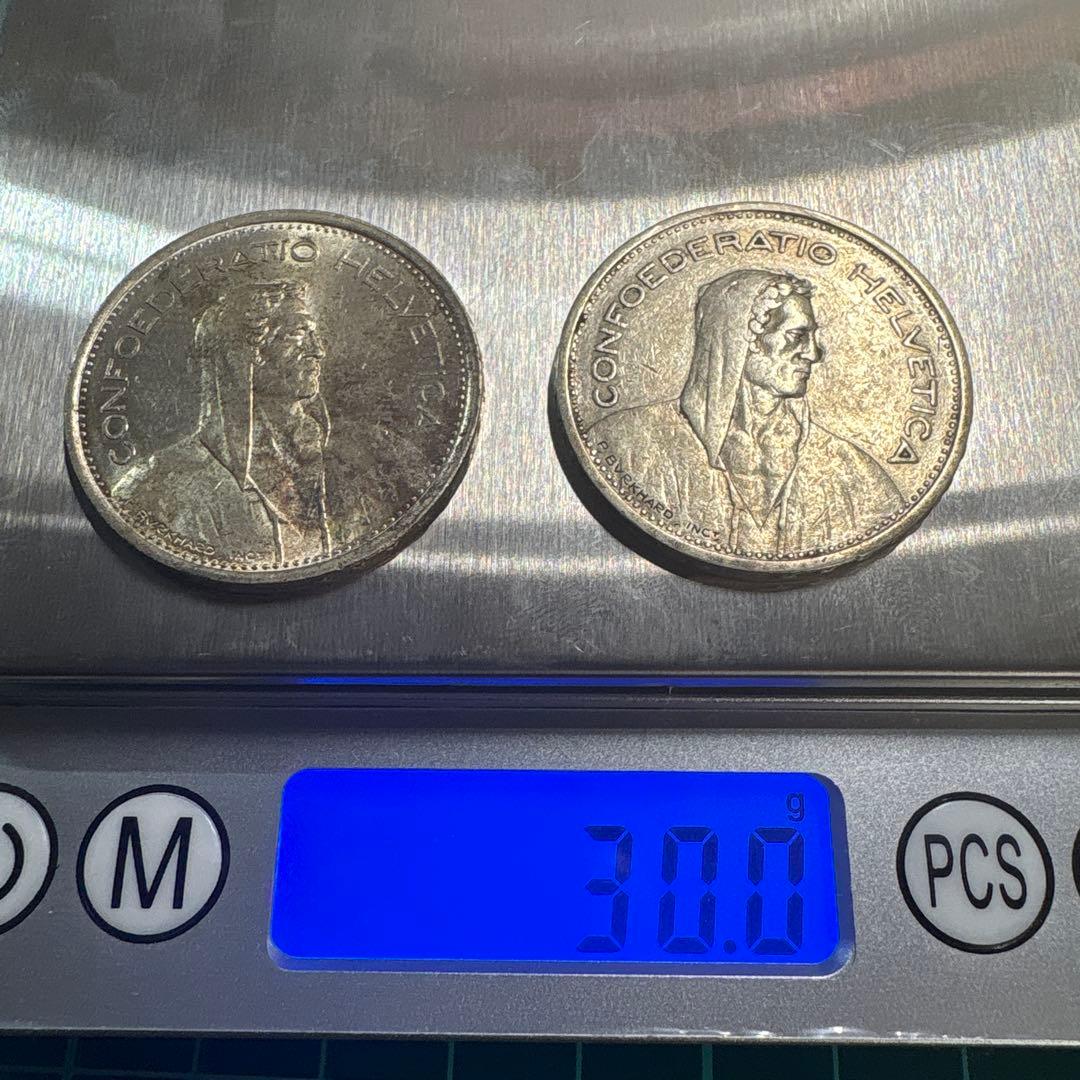 スイス 5フラン銀貨1931年 1967年