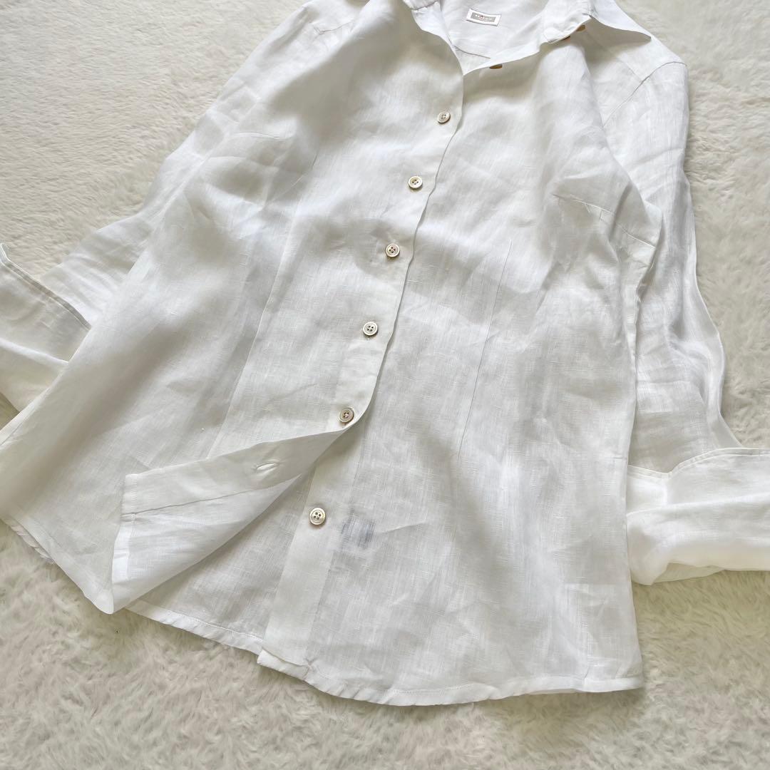 最高級リネンシャツ kiton キートン イタリア ナポリ ホワイト 42
