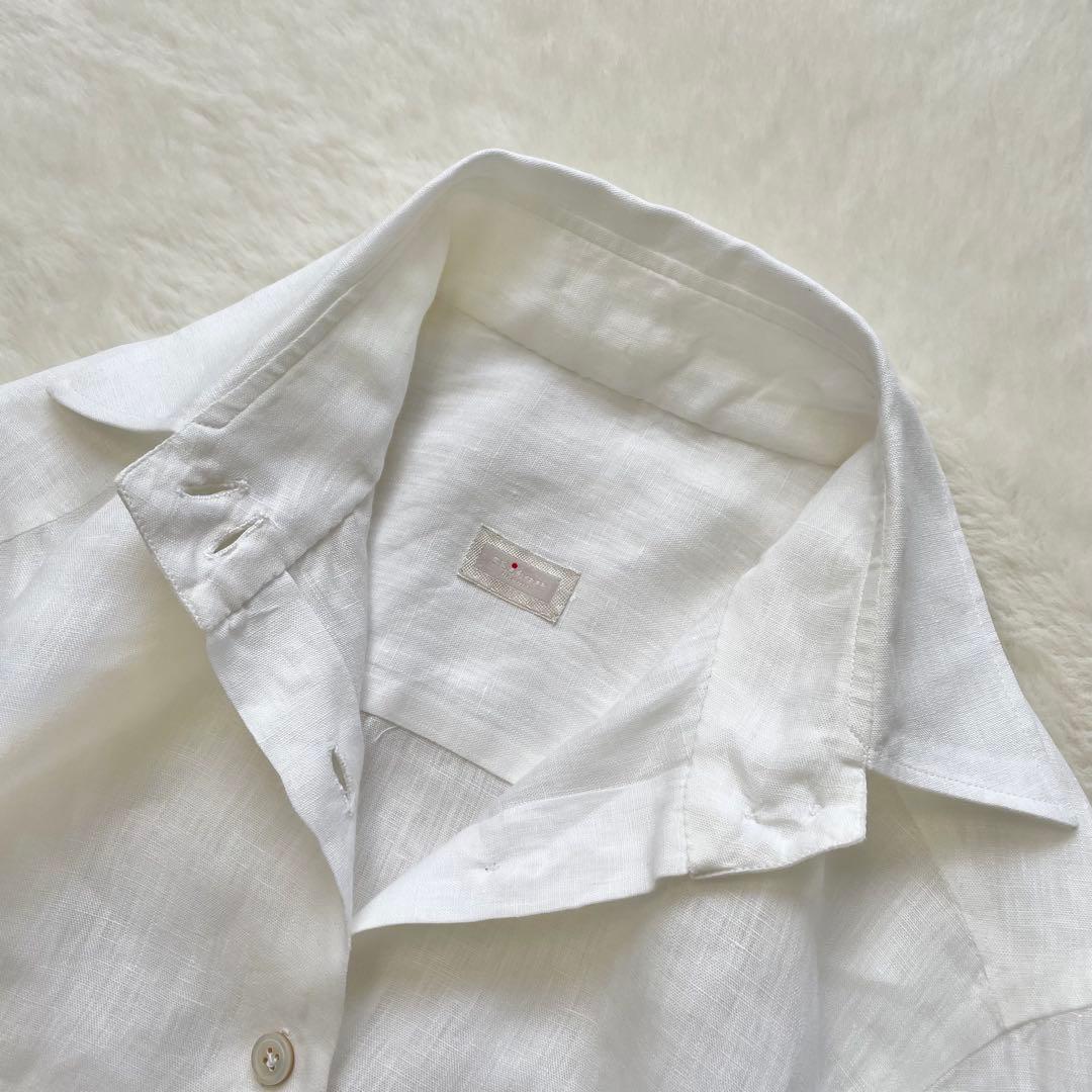 最高級リネンシャツ kiton キートン イタリア ナポリ ホワイト 42
