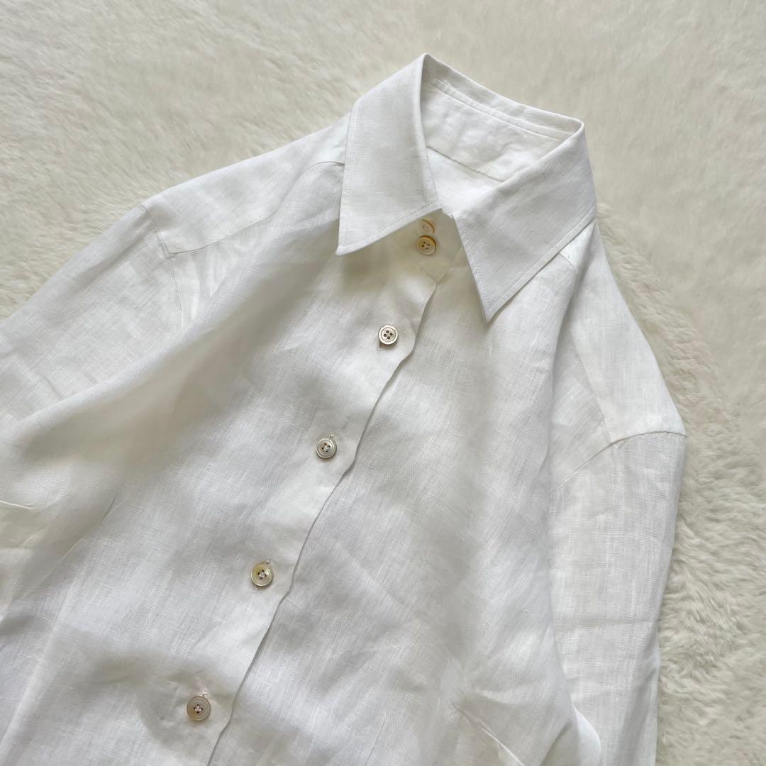 最高級リネンシャツ kiton キートン イタリア ナポリ ホワイト 42