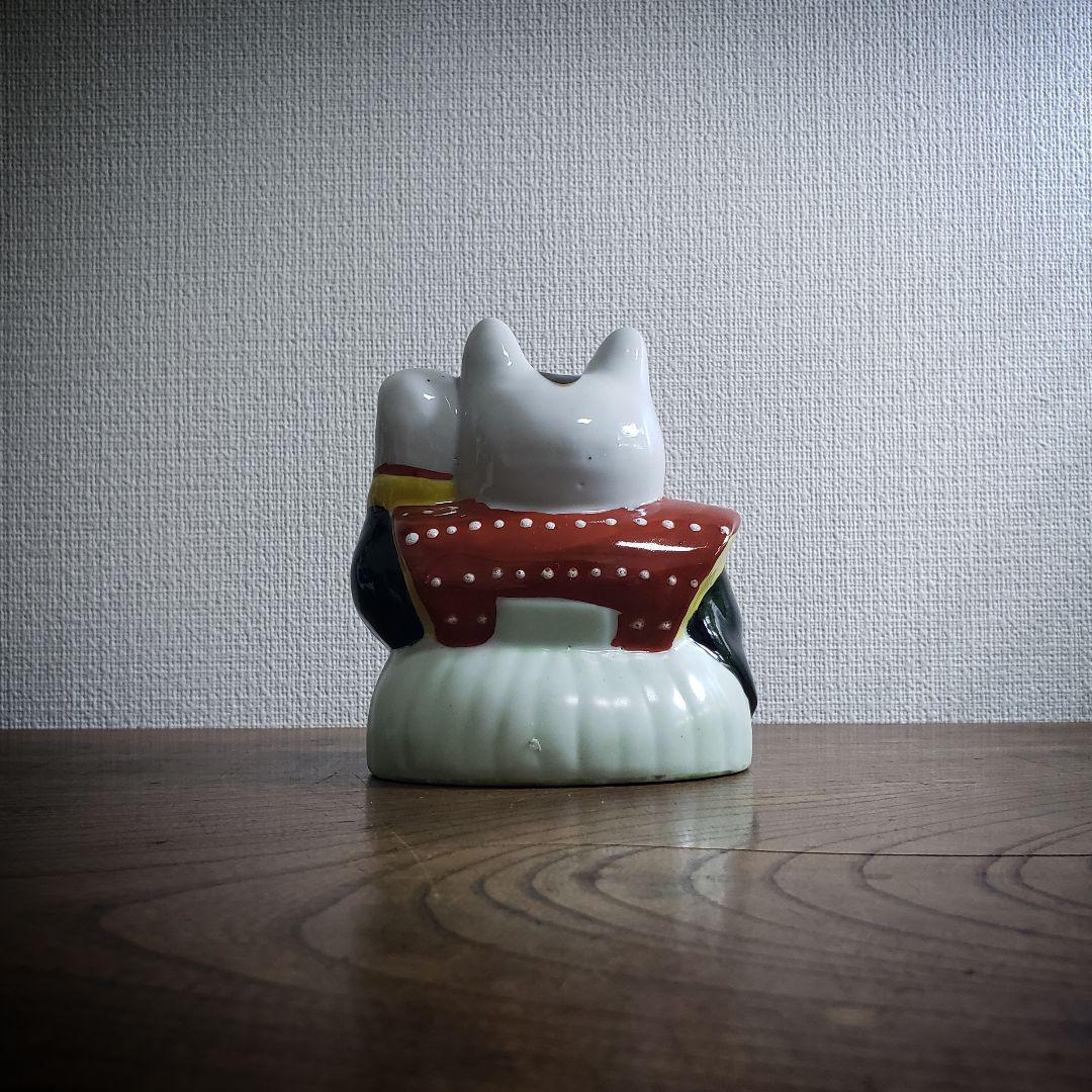 ぶちゃいく 福助 招き猫 商売繁盛 縁起物 昭和レトロ 陶器 袴 置物 魔除け