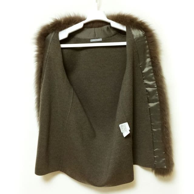 専用です!Theory luxe ファー付きブラウンノースリーブベスト難あり
