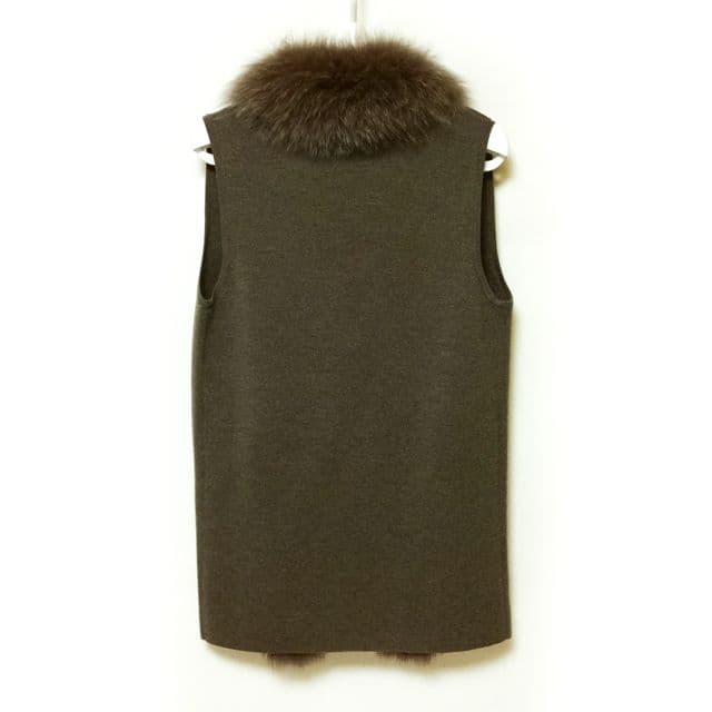 専用です!Theory luxe ファー付きブラウンノースリーブベスト難あり