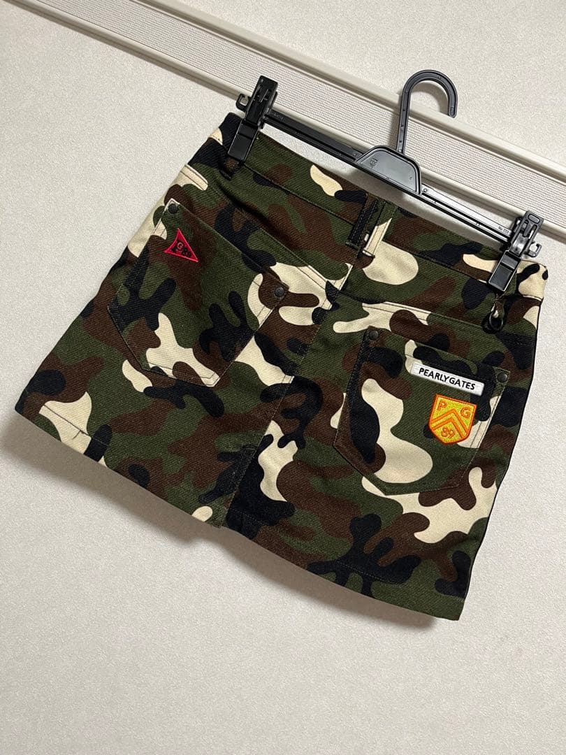 【美品】★パーリーゲイツ★ カモフラ スカート 迷彩 ワッペン 【サイズ0】