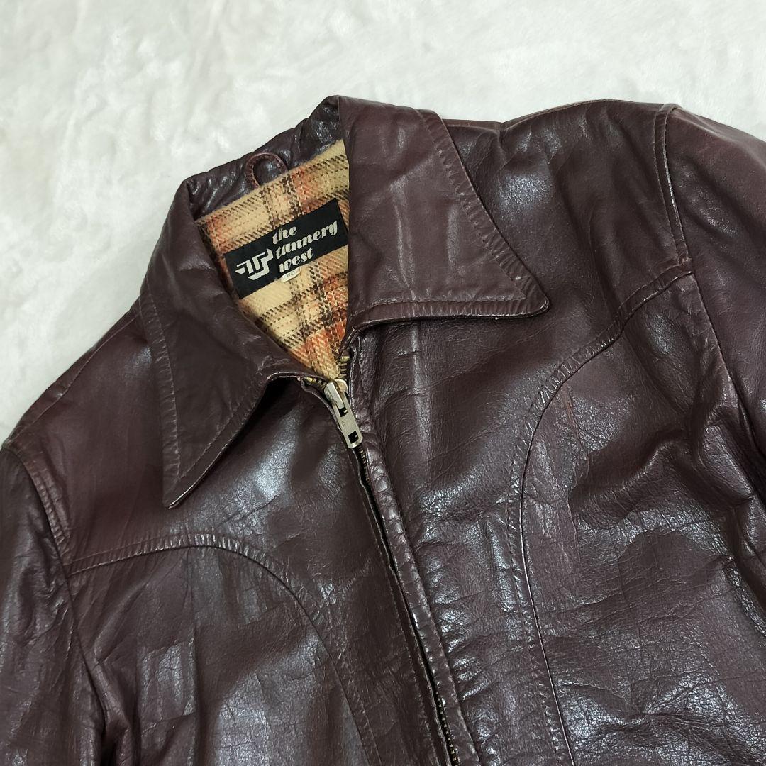 70S　VINTAGE　THEREE STAR ZIP　レザージャケット