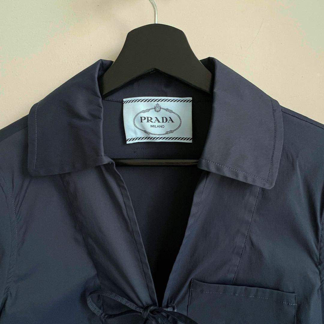 PRADA リボン長袖ブラウス