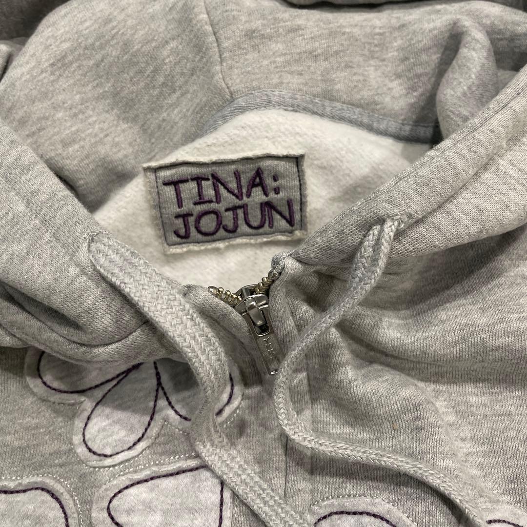 TINA:JOJUN 裏起毛ロゴパッチワークフーディー