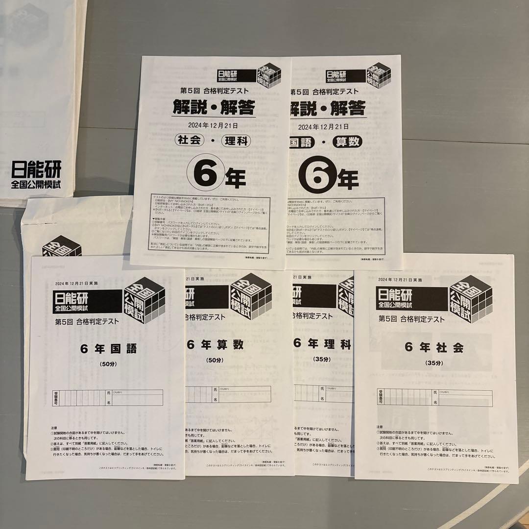 日能研 6年生後期　合格判定テスト　2024年度
