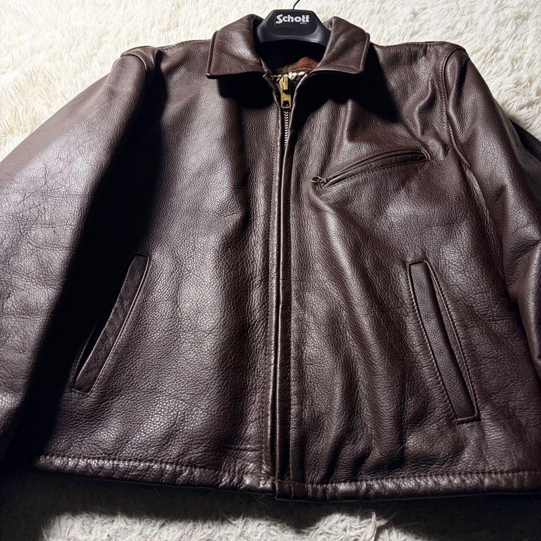 の*お様 米国製■schott トラッカージャケット　681 ボルドー　本革　襟