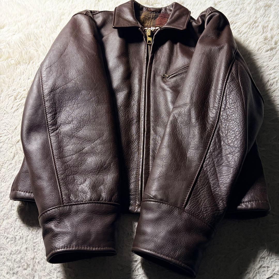 の*お様 米国製■schott トラッカージャケット　681 ボルドー　本革　襟