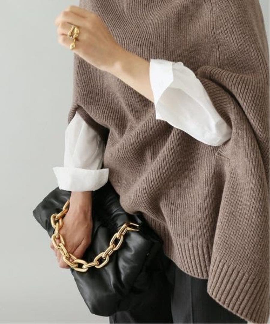 【2.7万】SLOANE 3Gジーロンラム×カシミヤポンチョ　プラージュ
